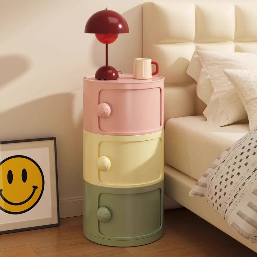 Bedside table Niche style Stylish small Minimalist creative 2025 Best Selling bedroom For Home multi-layer storage round side table