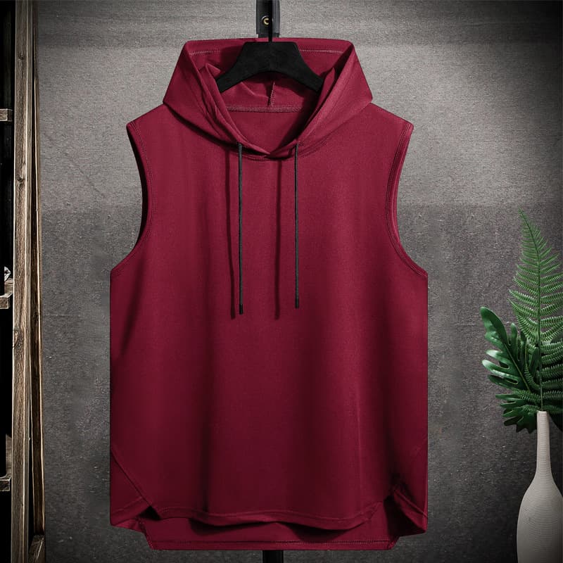 Men's Summer Hooded Vest, Waistcoat, T-Shirt, Youth Student Wear, Junior High School and High School Student Trendyy Thin Style