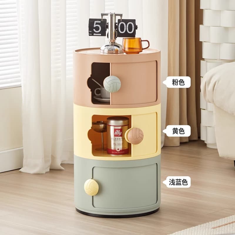 Bedside Table with a Light Luxury and High-End Feel for Home Use in the Bedroom, 2025 Popular Model, Multifunctional, Suitable for Girls, Small Apartment Side Table, Creative Round Shape