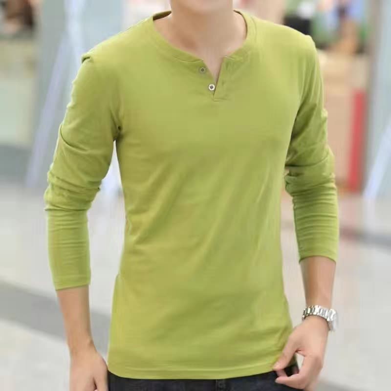 Men's Pure Cotton Long-Sleeve T-Shirt, Thin Style for Spring and Autumn, Versatile Base Layer, Trendy Brand, Casual Autumn Clothing