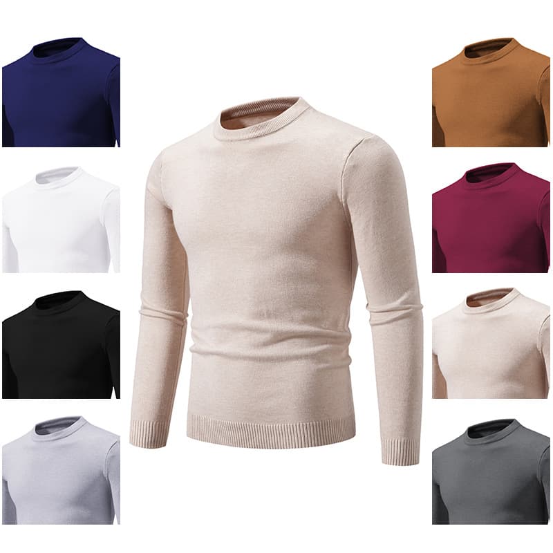 2025 Autumn/Winter Men's Round Neck Sweater Korean Style Slim Fit Pullover Knitted Top Men's Knitwear