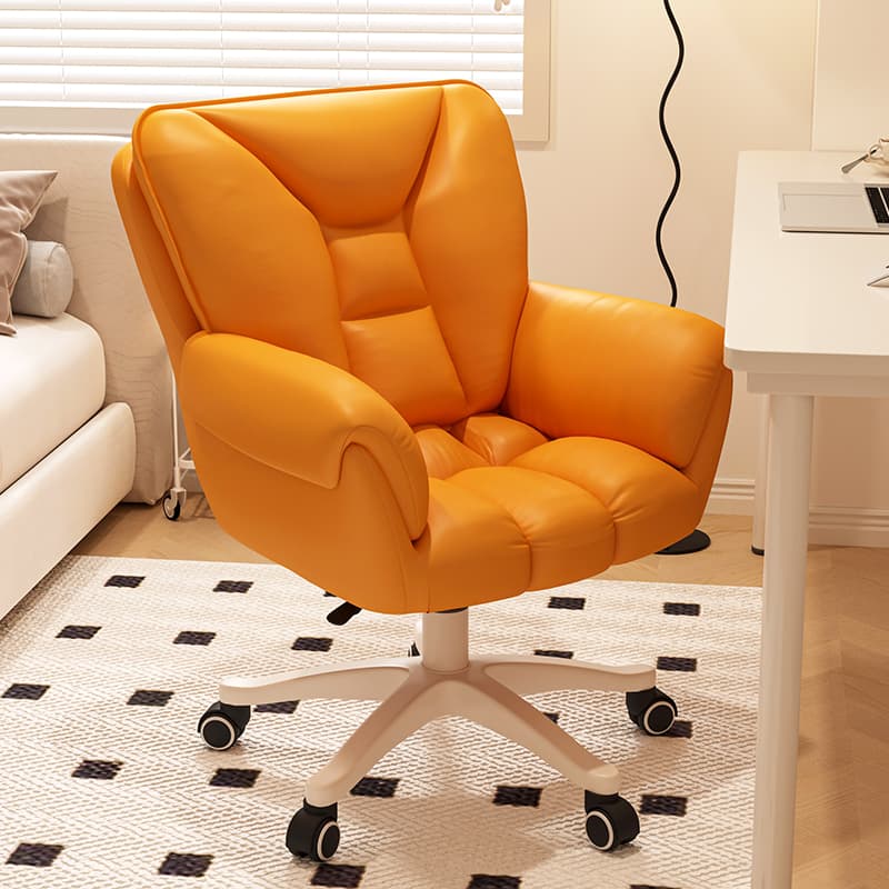 Comfortable Office Chair for Long Sitting, Ergonomic Backrest Chair for Dormitory Study, Small Cream Style with Adjustable Height