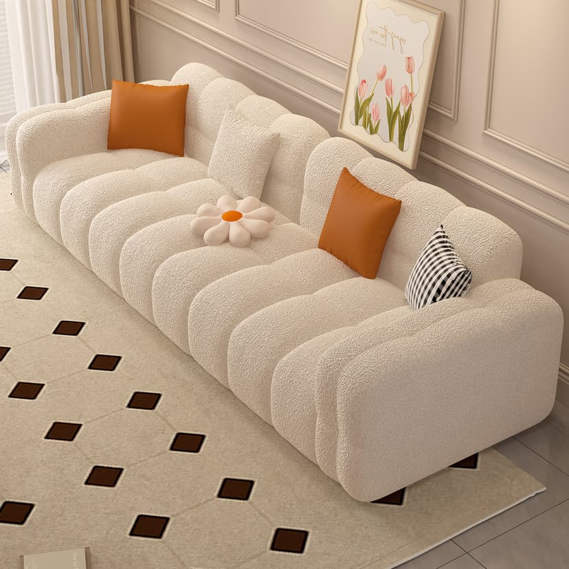 Fabric Sofa Living Room 2025 New arrival Cream Style Three-Person Small Apartment Modern Minimalist Classy Elegant Grade