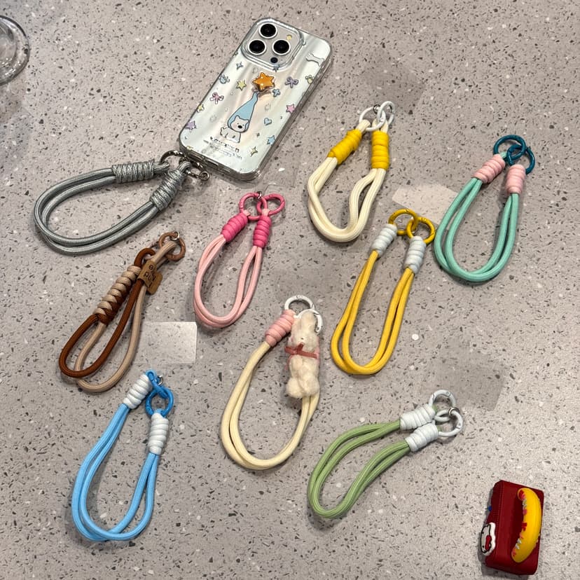 Phone Case with Double Buckle Lanyard Accessory, Simple Hand Strap, Sturdy Handmade DIY Anti-Drop and Anti-Loss Wrist Strap Lanyard, Ins Style