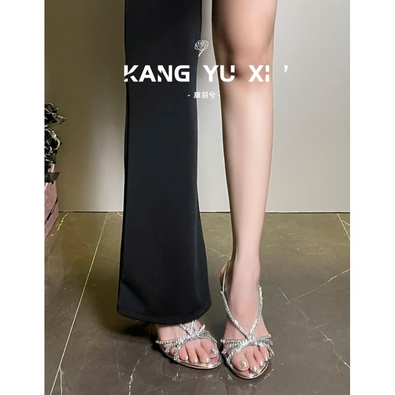 Gorgeous and Stunning High-Heeled Shoes for Women, Perfect for Summer Dresses, 2025 New Model with Rhinestones, Open-Toe, Single Strap, Stiletto Sandals