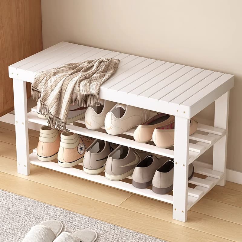 Shoe Changing Stool Door For Home Entry Door Accessible Luxury Fancy Entry Door Solid Wood Narrow Shoe Wearable Stool Shoe Cabinet Integrated Stool