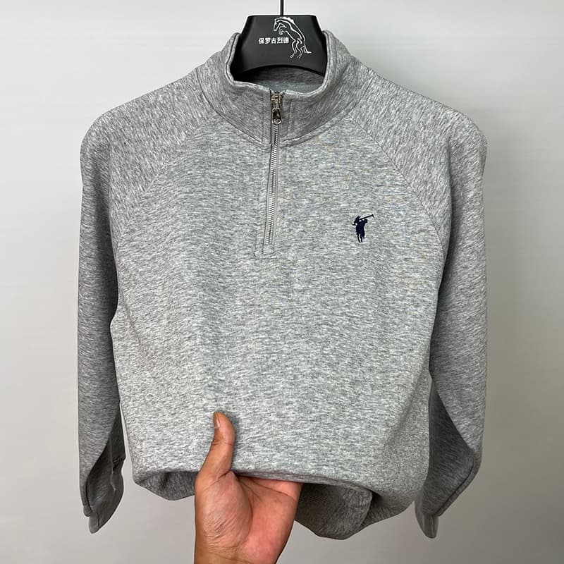 Brand Paul T-Shirt with Embroidery, High-Weight Half-High Collar Zip-Up Sweatshirt, New Style for Men and Women, Spring and Autumn Pullover Top, Trendy R