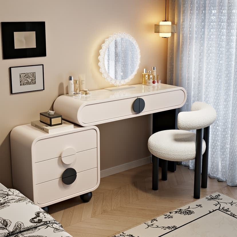 Dressing Table 2025 New arrival Modern Bedroom Minimalist Bucket Cabinet Integrated Fancy Bedend Storage Cabinet Small Household Makeup Table
