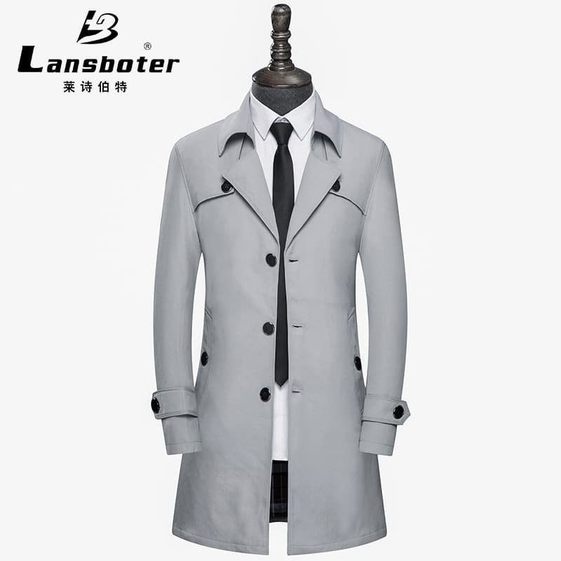 Spring and Autumn New Thin Trench Coat for Men, Mid-Length Trench Coat, Korean Style Trendy Slim Fit Handsome Men's Jacket