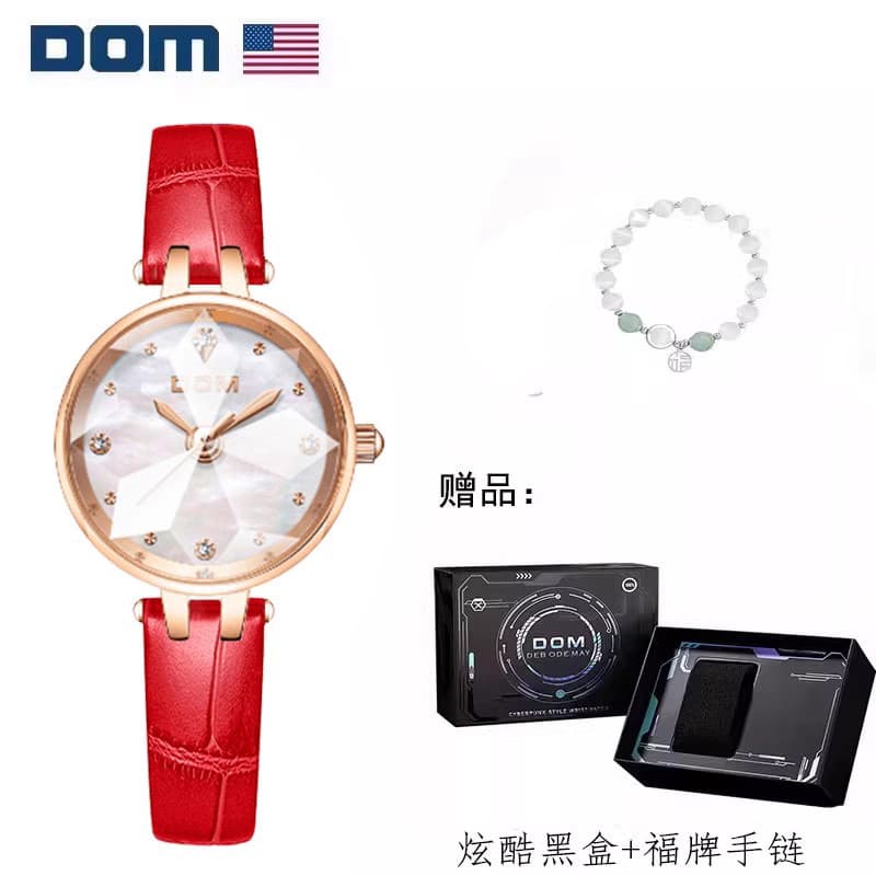 Dom Watch Adheres to 139 Production Processes, High-End Mother-Of-Pearl Diamond-Pattern Multi-Faceted Waterproof Women's Watch 1566 X1