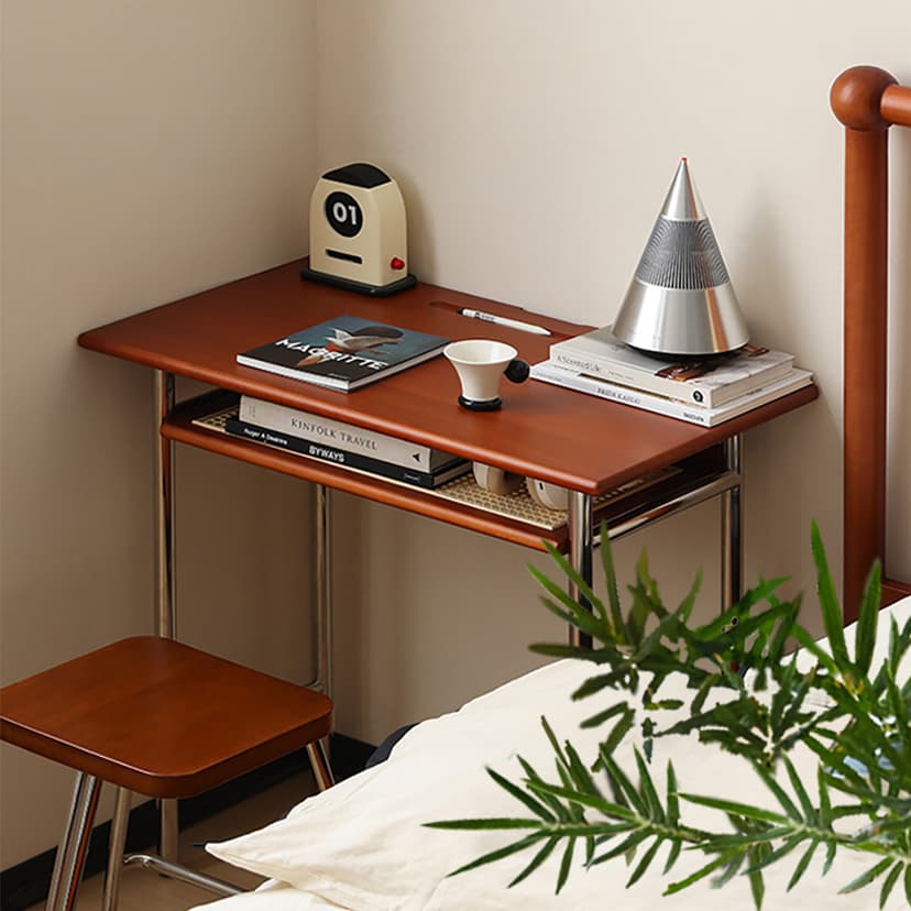 Living Room Large Desk Reading and Study Table Long Table Solid Wood Italian Minimalist Mid-Century Style Light Luxury High-End Rectangular