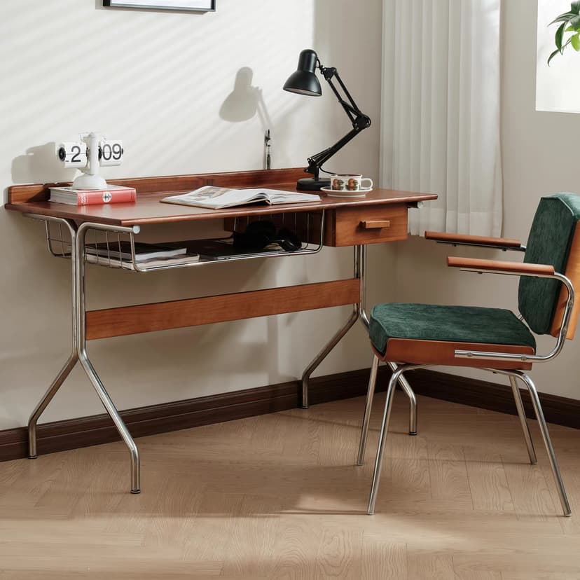 Living room long desk reading study desk desk For Home bedroom middle ancient solid wood Minimalist small apartment stainless steel