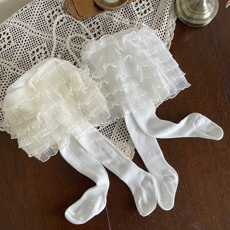 Korean Children's Socks Designer Style Multi-Layer Romantic Lace Princess Cute Daughter Kids Baby Lace Leggings