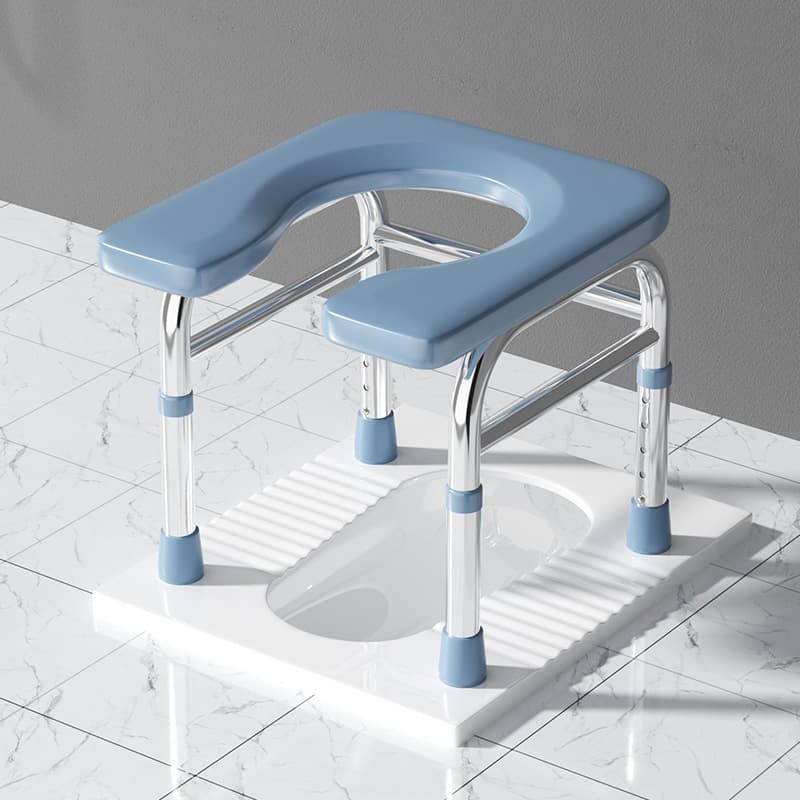Portable Toilet for the Elderly, Stainless Steel, Adjustable Height, Simple for Pregnant Women, Non-Slip Stool, Squatting Aid, Splash-Proof