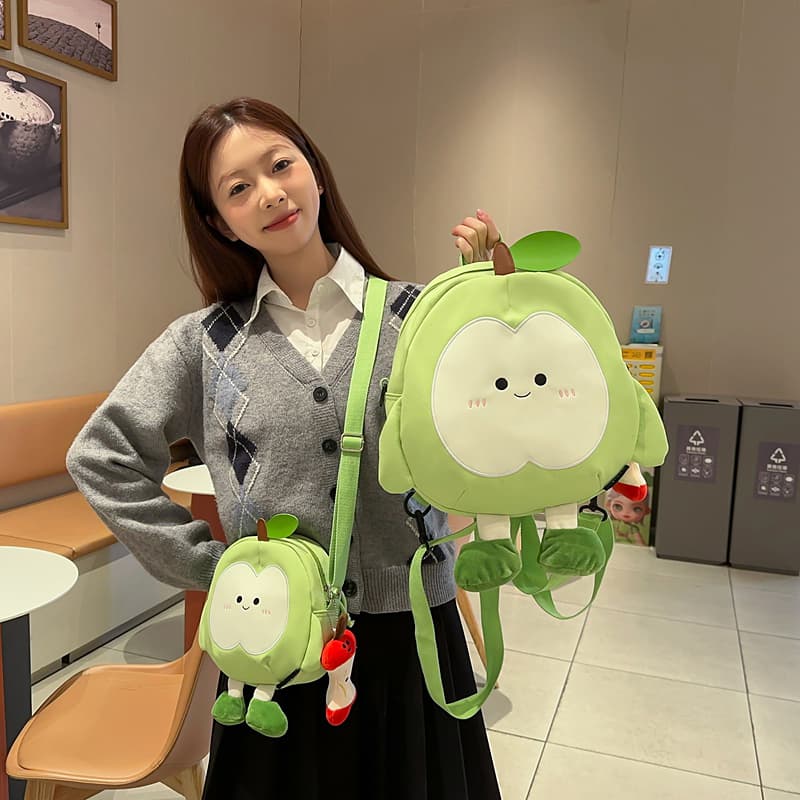 Cartoon Backpack, Cute Apple Backpack, Student School Bag, Large Capacity, Lightweight Children's Backpack, Comes with Pendant, Crossbody Bag