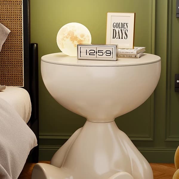 Creative Internet-famous Ornaments Living Room Cream Style Mini Bear Coffee Table Small Apartment Bedside Table Sofa Side Table Artistic Sense