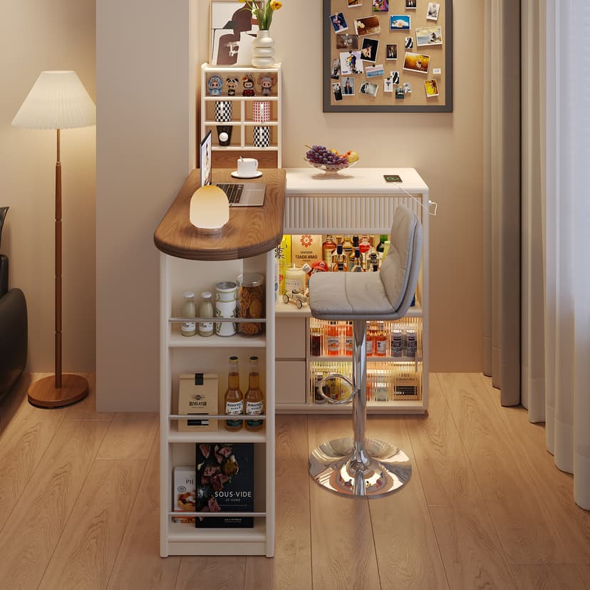 Casual Balcony Wall Coffee Bar Table For Home Corner Cream Style Sideboard Dining Table Integrated Cabinet Window Partition