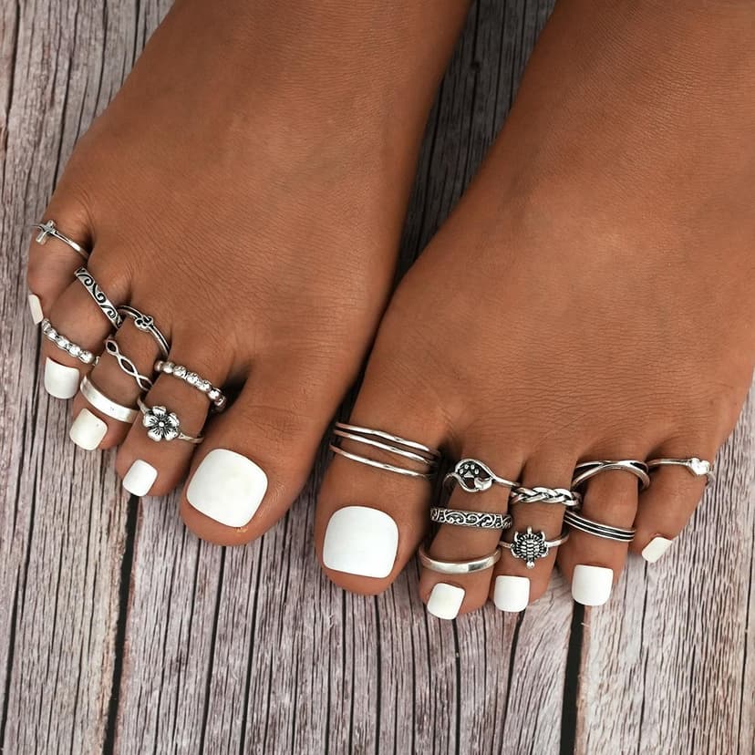 17 piece set of foot rings cross flower turtle opening foot ring 17 pieces Suit adjustable