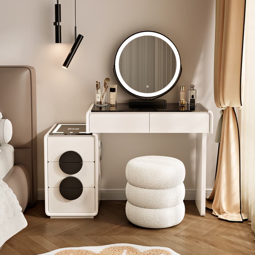 2025 New arrival Dressing Table Bedroom Modern Minimalist Intelligent Makeup Table Bucket Cabinet Integrated Storage Cabinet Small Apartment Minimalist