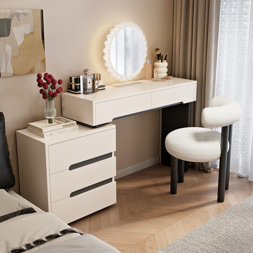 2025 New arrival Dressing Table Bedroom Modern Minimalist Makeup Table Bucket Cabinet Integrated Small Apartment Storage Cabinet Bed End Corner