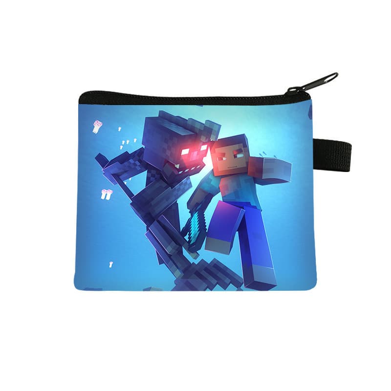 Minecraft Game Merchandise Children's Coin Purse Elementary School Students' Fashionable Polyester Storage Bag Mini Bag Large Capacity Cool
