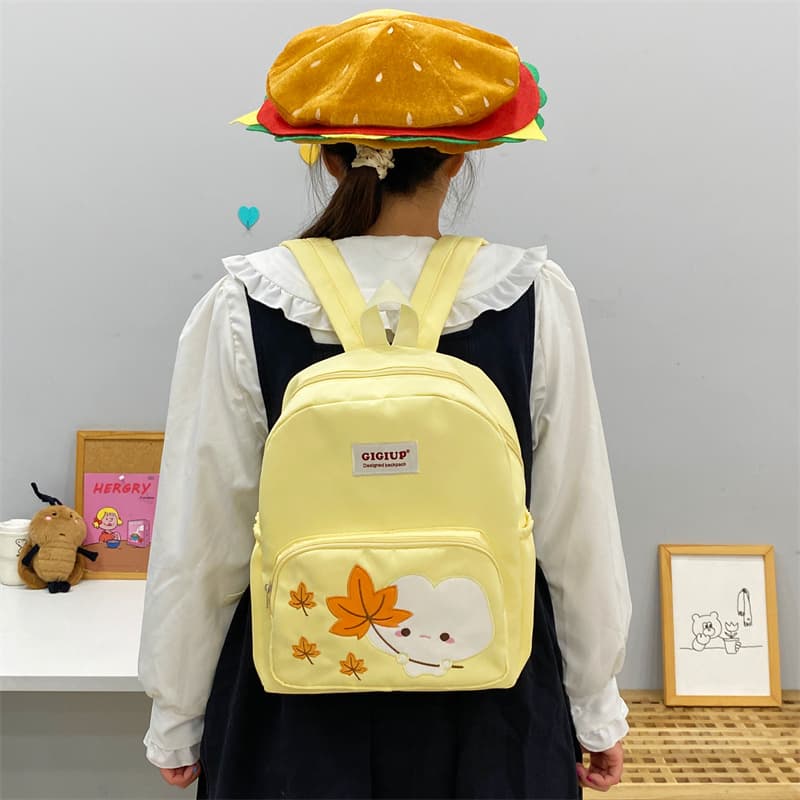 Jiji Upward Original Maple Leaf Bunny Backpack Autumn New Versatile Large Capacity School Bag for Middle and High School Students
