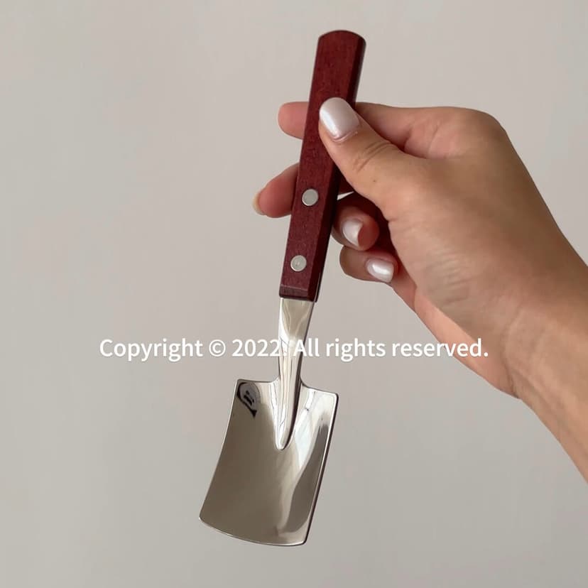 Vintage ins Style Shovel 304 Stainless Steel Wooden Handle Spoon Watermelon Spoon Dessert Spoon Shovel Military Shovel
