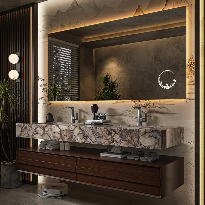 Song-Style Aesthetic Light Luxury Solid Wood Bathroom Cabinet Set with Integrated Ceramic Washbasin and Sink Cabinet