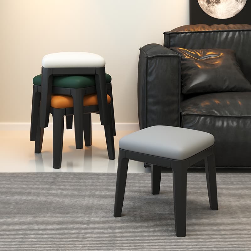 Household Small Stool, Plastic Soft-Covered Bench, Stackable Small Stool, Children's Chair, Living Room Sofa Stool, Modern and Simple