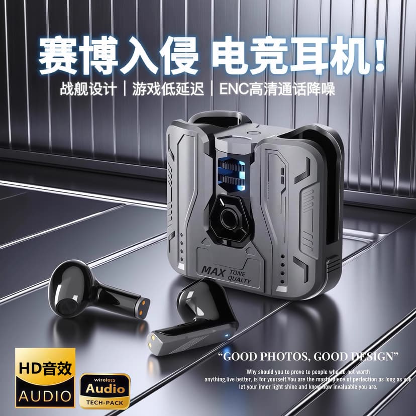2025 New Gaming Wireless Bluetooth Headphones, Official Genuine Semi-In-Ear High-Quality Noise-Canceling Sports Headphones with Ultra-Long Battery Life