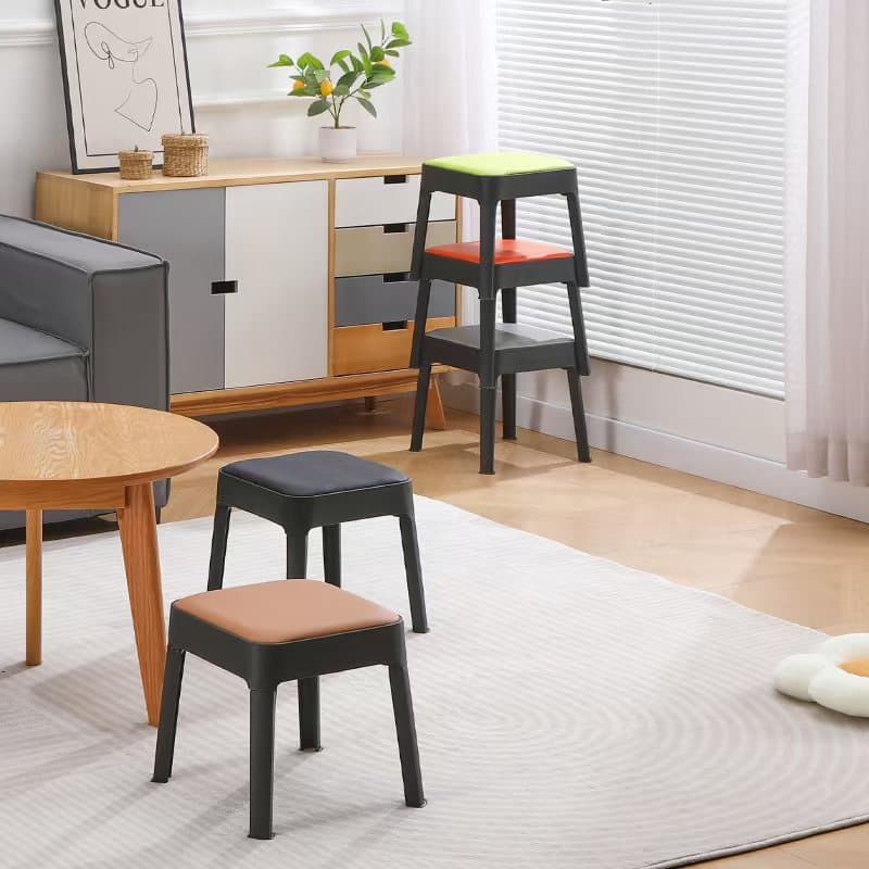 For Home Adult Living Room Dining Table Chair thickened Plastic Stool High Stool Bench Small Stool Low Stool Square Stool Stackable