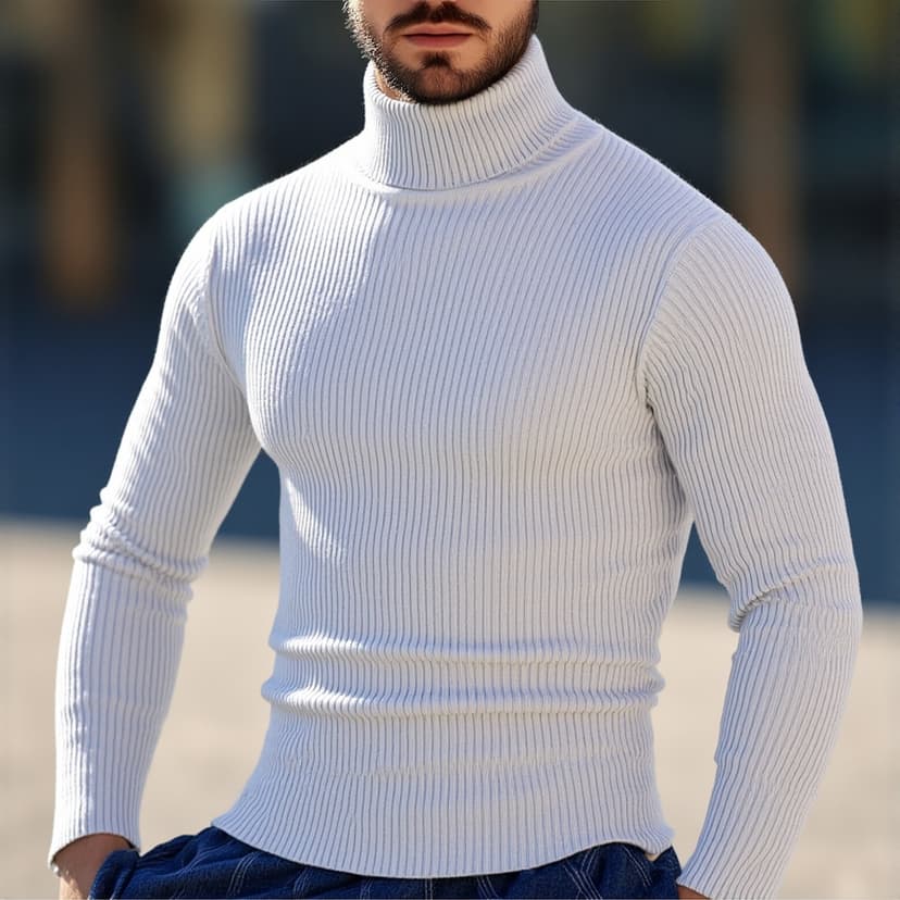 2025 Autumn and Winter New Men's Simple Solid Color Knitwear Casual Turtleneck Base Shirt Sweater Men Sweater