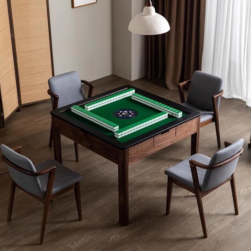 North American Black Walnut Classy Electric Mahjong Table Automatic For Home Accessible Luxury Solid Wood Mahjong Special Egg Table
