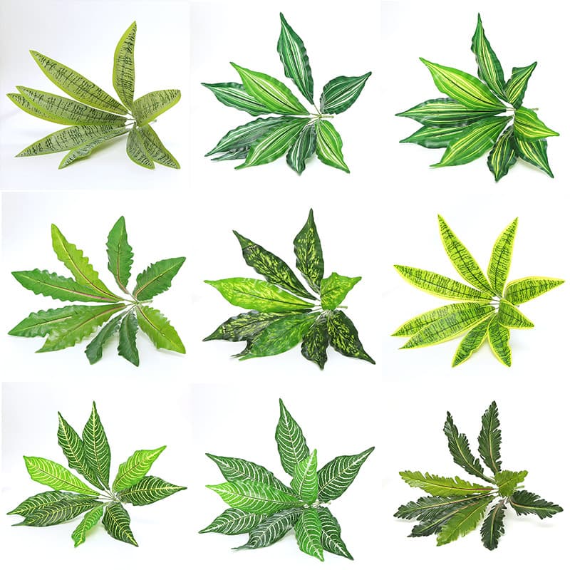 Artificial Plant Wall Green Plant Wall Flower Ornament Material Fern False Leaves 9 Forks Bundle Bird's Nest Fern Leaves Evergreen