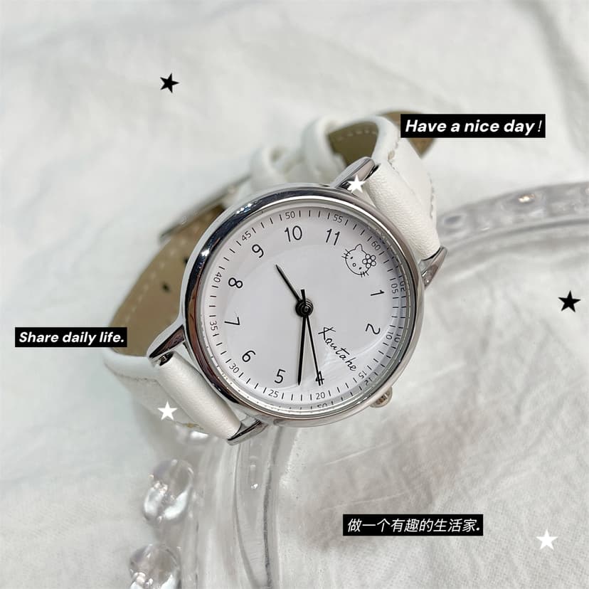 Koutahe High-Quality, Sweet Cat-Themed Watch for Female Students, Forest-Style, Artistic, Versatile, Fashionable Analog Watch