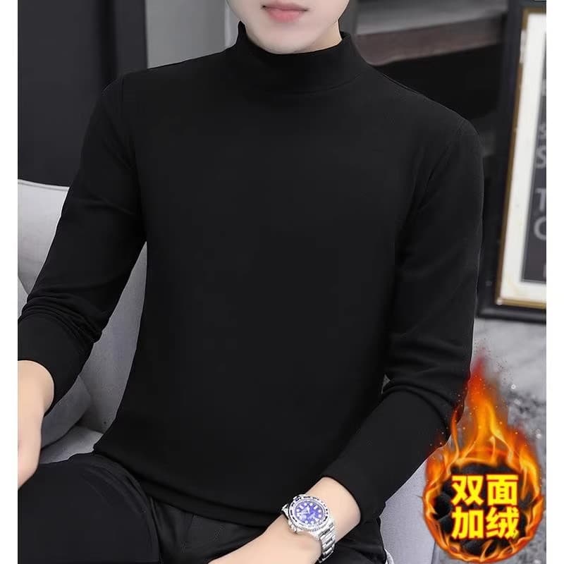 Clearance Sale: Double-Sided Thermal Half-High Collar Long-Sleeve T-Shirt for Men, Autumn and Winter, Warm Inner Layer, Slim Fit, Plus Size Base Layer