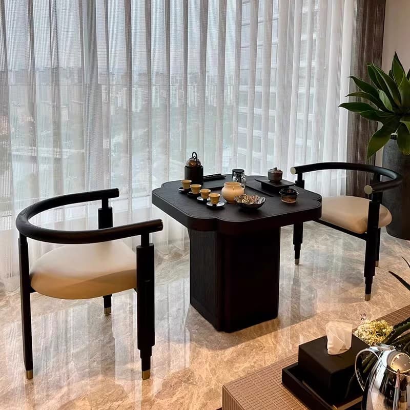 New Chinese-Style Balcony Tea Table 2025 New Model Solid Wood Black Begonia Table Modern Simple Walnut Small Apartment Tea Table