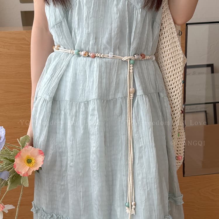 Bohemia Retro Beaded Waist Chain Waist Rope Women's 2025 New arrival with Skirt Accessories Handmade Wided Rope Tassel Belt