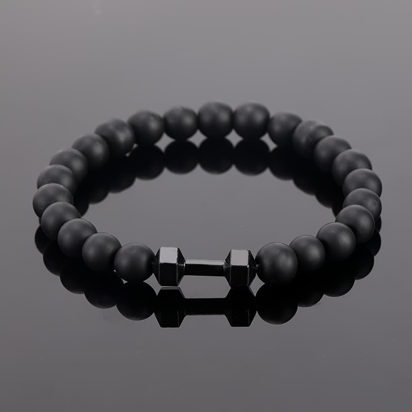 Elastic Rope Men's Bracelet Cross-Border New Model Dumbbell Frosted Bead Elastic Rope Bracelet for Men