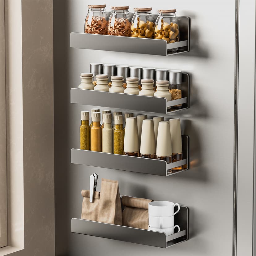 Kitchen Storage Rack, Magnetic Storage on the Side of the Refrigerator, Storage Box for Spices and Cling Film, Kitchen Entrance Door, Foyer