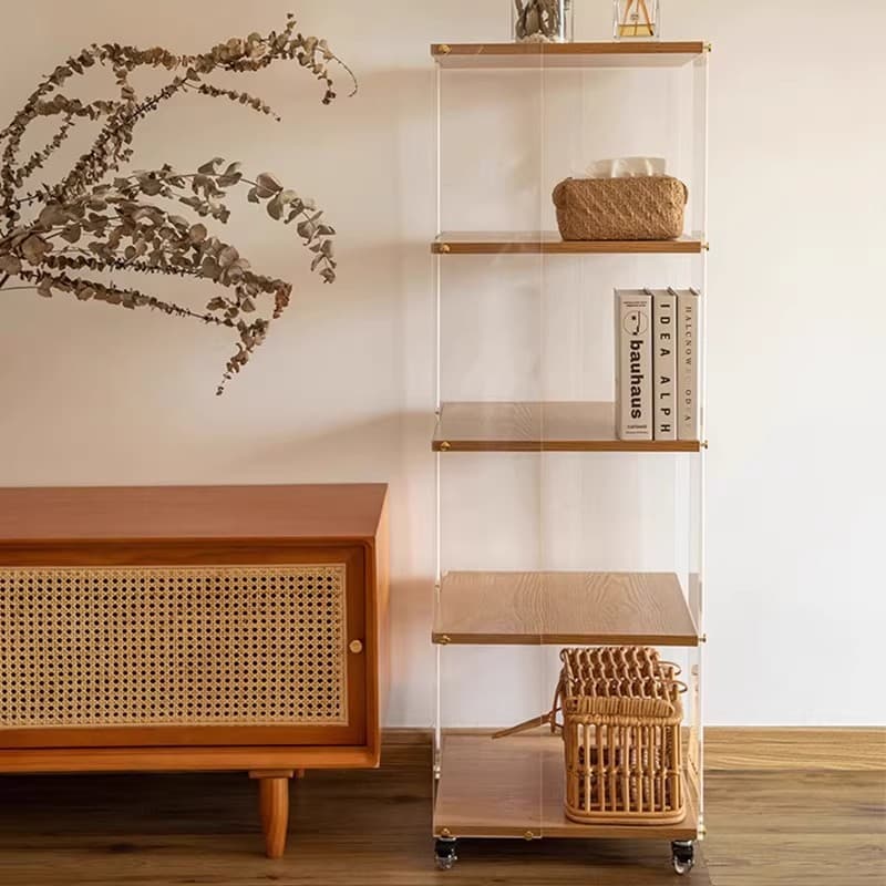 Rotate Bookshelf Floor Storage Rack For Home Living Room Acrylic Creative Display Cabinet Movable kids Simple Picture Book Rack