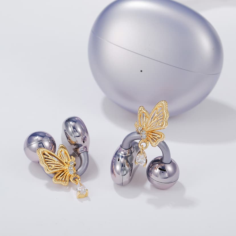 Suitable for Universal Earphone Clip Buckle Diamond Buckle Exquisite Butterfly Double Flying New arrival Original Design Boutique Women's Accessories