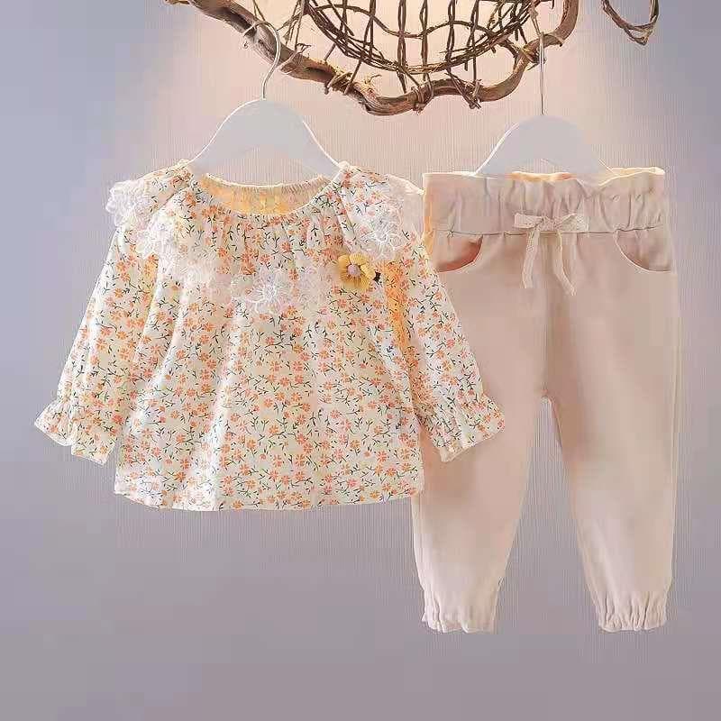Korean Brand Baby Girl Spring and Autumn Clothing 2021 New Style Infant Children's Clothing Stylish Girl Spring and Autumn Clothes Princess Floral
