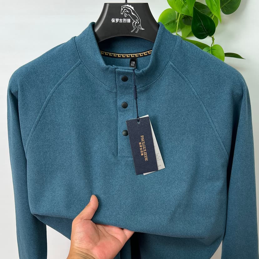 Paul Guldred Flagship Store Double-Sided Thermal T-Shirt for Men, Half-High Collar, Warm Inner Layer, Men's Clothing Top