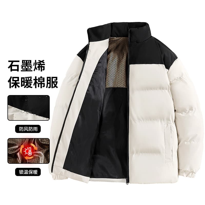 Outdoor down Cotton Jacket, Unisex, Youth Winter Graphene Cotton Clothing, Warm Puffer Jacket, Cotton Coat