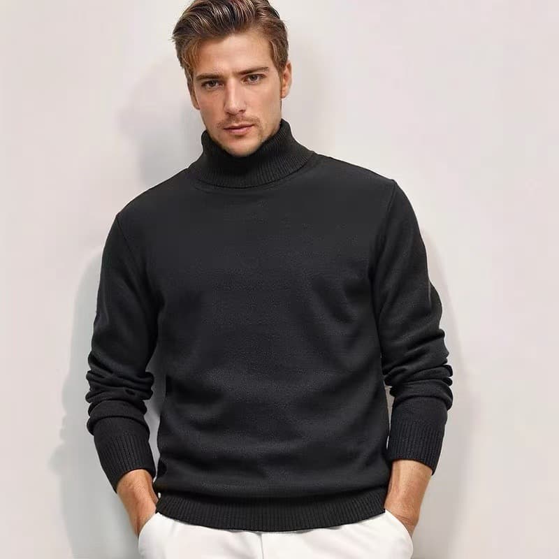 2025 Autumn and Winter American Retro Men's Turtleneck Sweater Slim Fit Warm Base Layer Knitwear Men's Knitwear