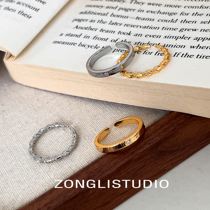 Z1 Exquisite Twisted Ring for Women, Simple Retro Ultra-Fine Niche Design Open-Ended Index Finger Ring