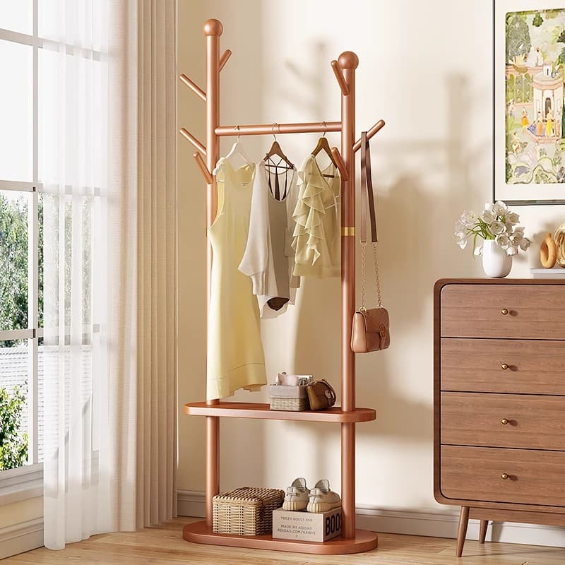 Coat rack 2025 New arrival floor bedroom hanger For Home antique small apartment solid wood Minimalist creative Net Red