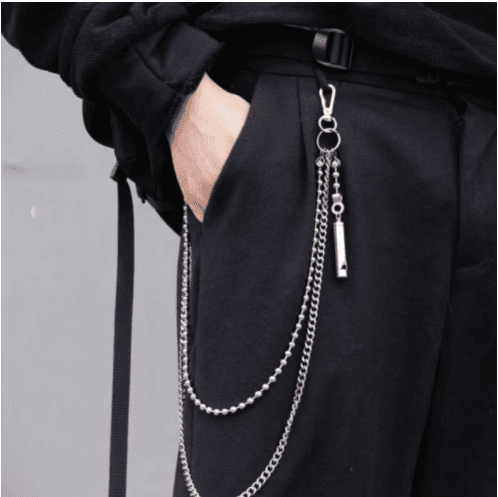 New arrival Whistle Pants Chain Trendy Popular Hanging Chain Double Layer Metal hip hop Trendy Whistle Round Bead Pants Chain for Men and Women