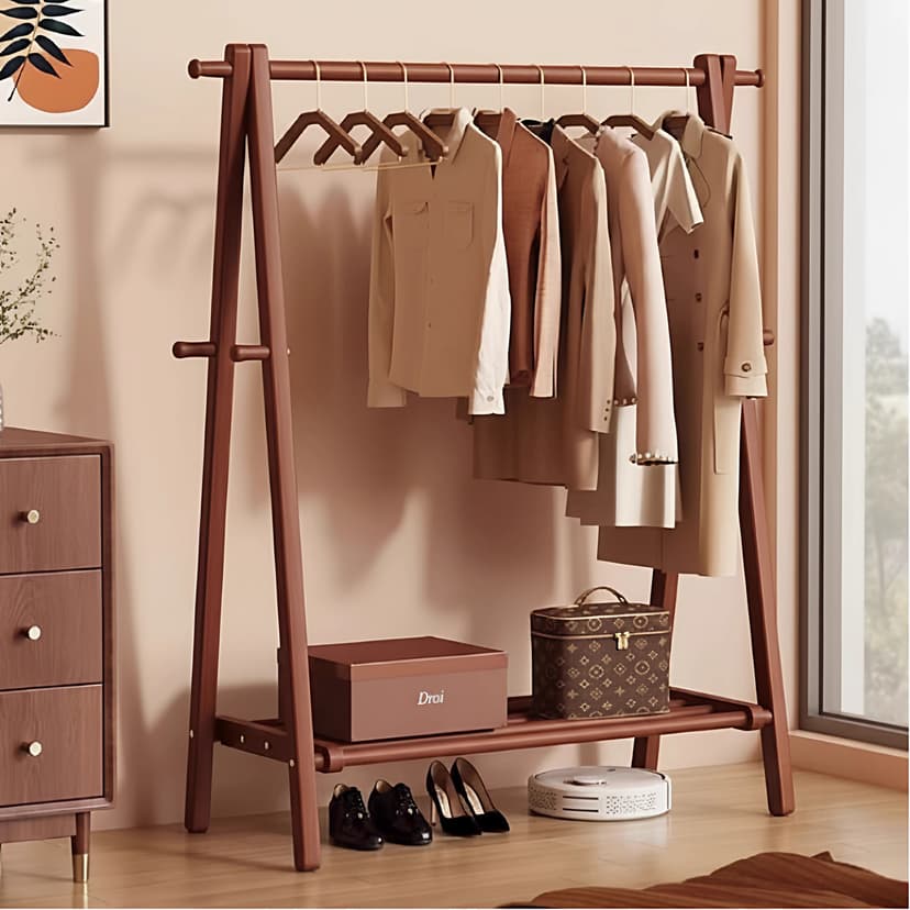 Solid Wood Coat Rack Floor Bedroom For Home Foldable Hanger Indoor Room Simple Vertical Beech Clothes Rack